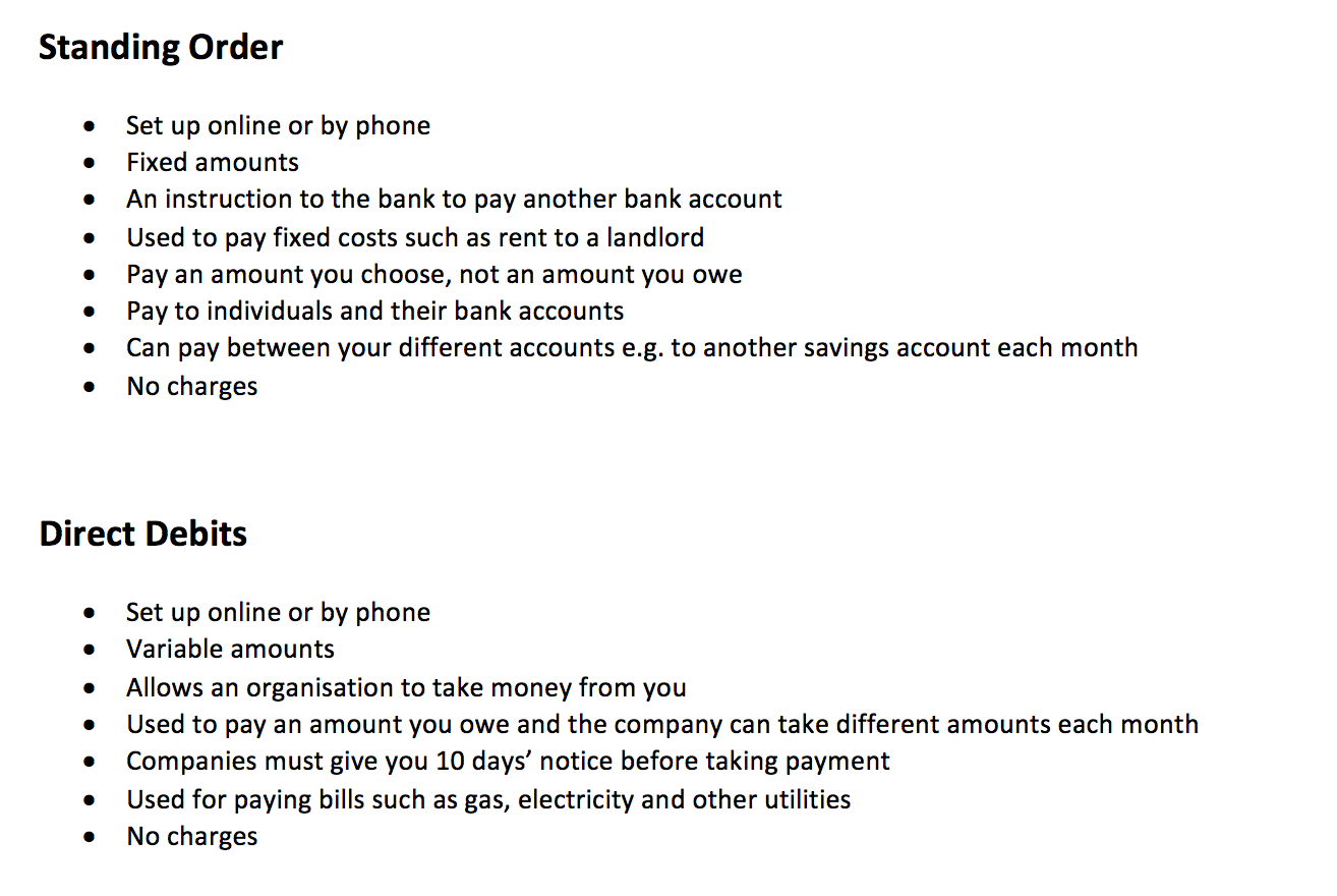 A Guide To Direct Debits Standing Orders Guarantor Loan Comparison